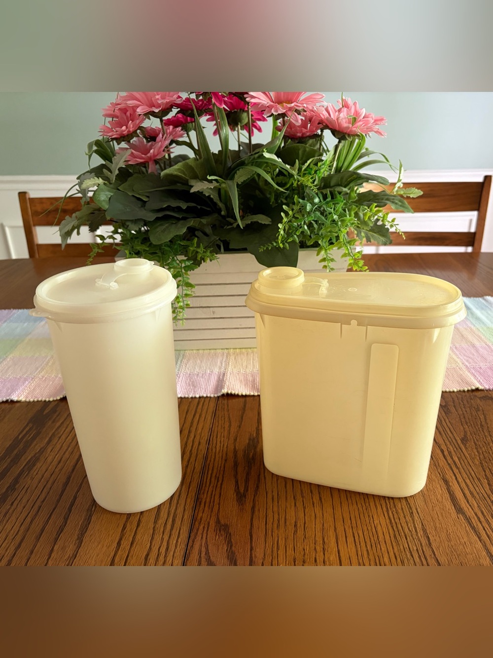 Vintage Tupperware Storage Pitcher and Tall Cylinder Set